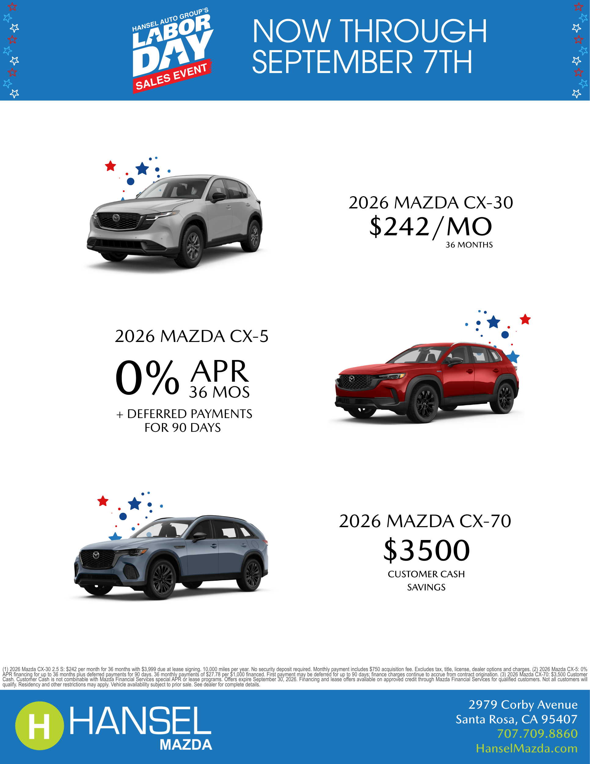 Hansel Mazda Labor Day Specials
