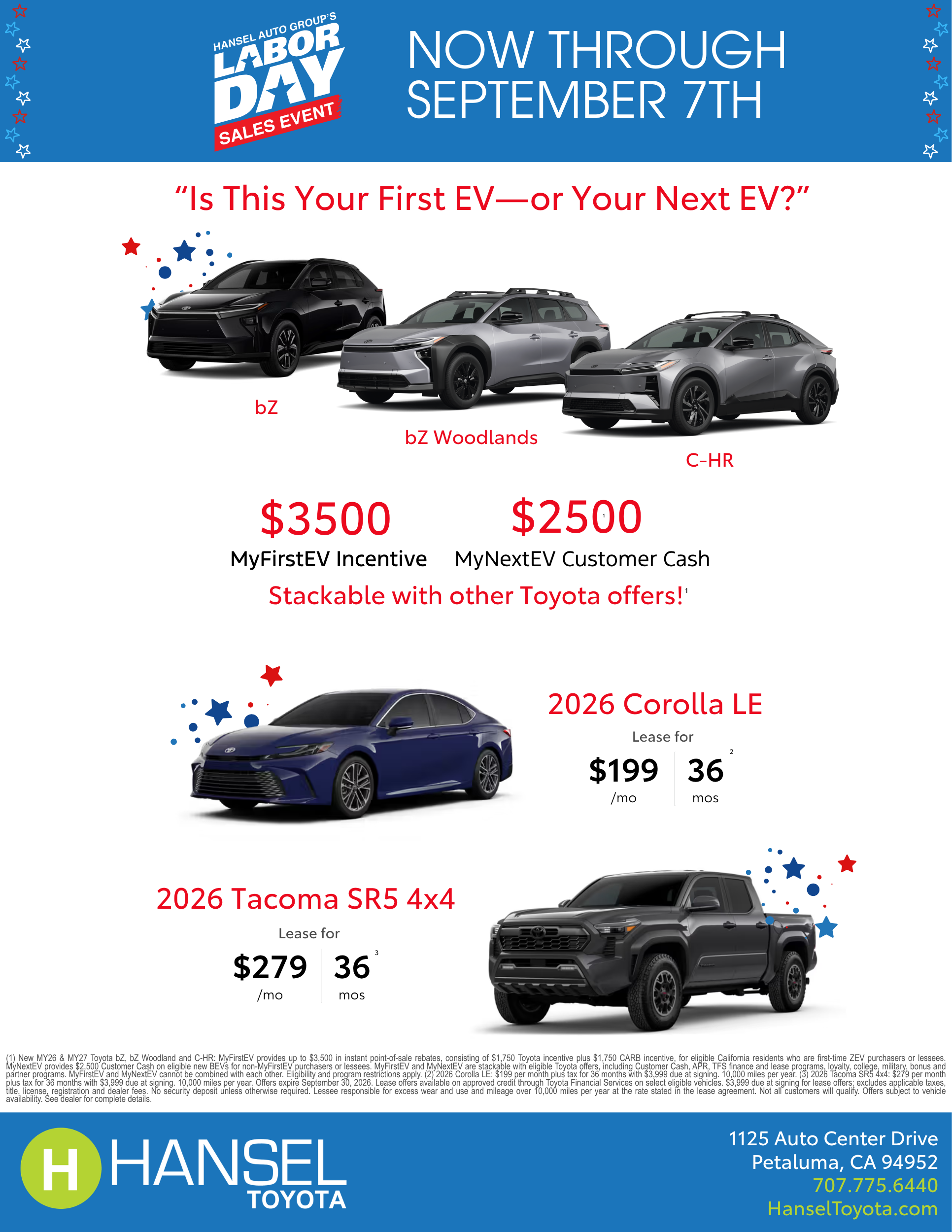 Hansel Toyota Labor Day Specials