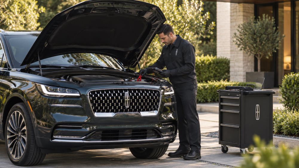 Lincoln service team member arriving at a customer's home