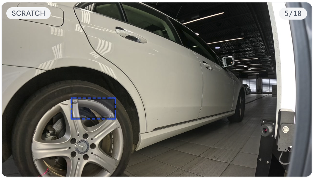 Wheel curb damage identified during a scan at Feldmann Imports