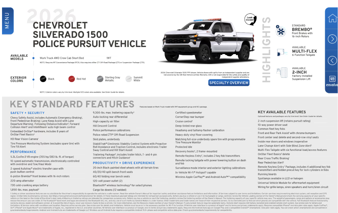 2026 Chevrolet Silverado 1500 Police Pursuit Vehicle