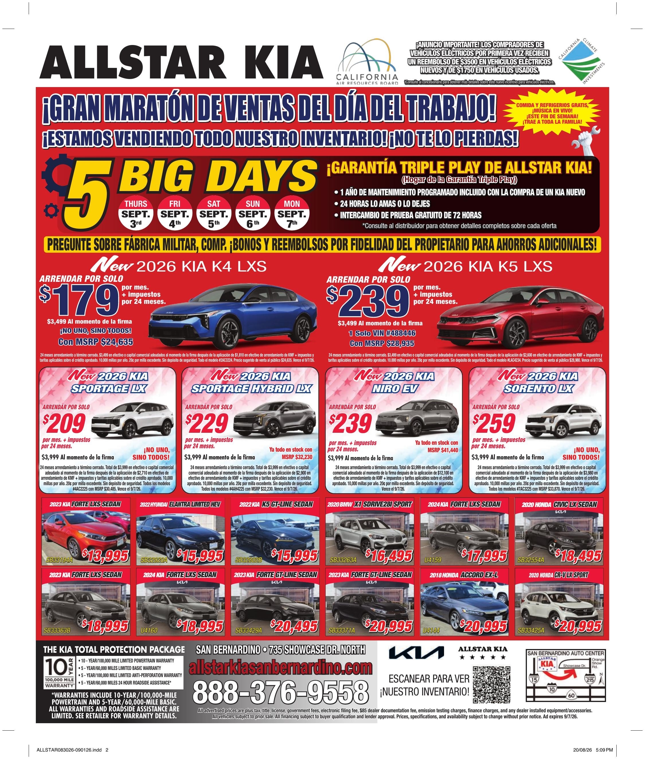 AllStar Kia Labor Day Sell-A-Thon - Spanish
