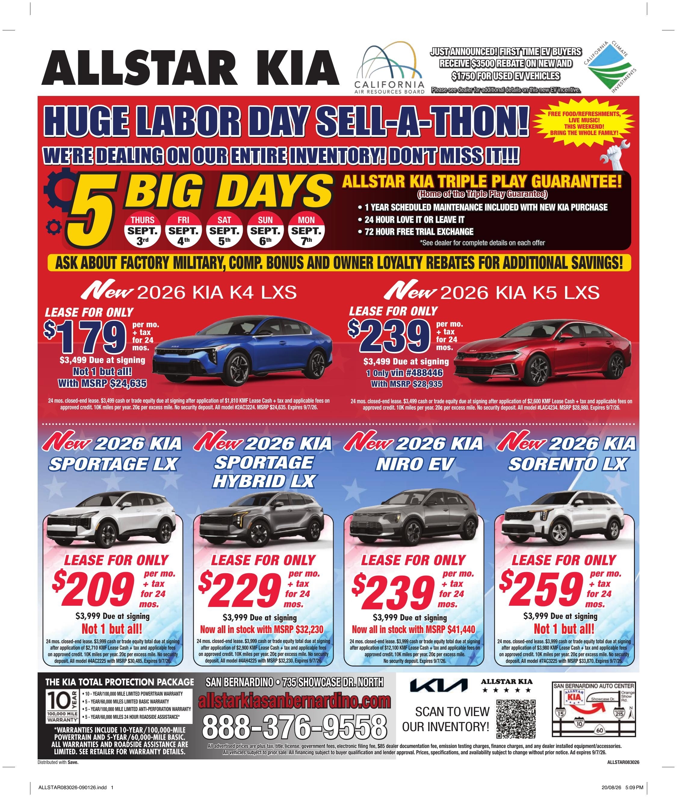 AllStar Kia Labor Day Sell-A-Thon