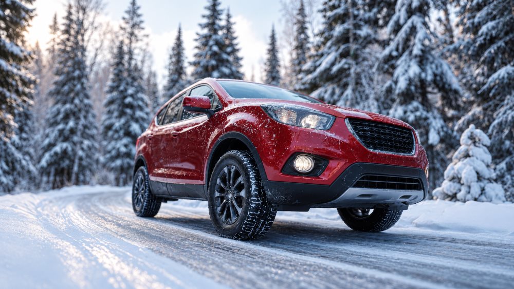 Ford Escape and Subaru Forester parked side by side in a snowy Chicago parking lot