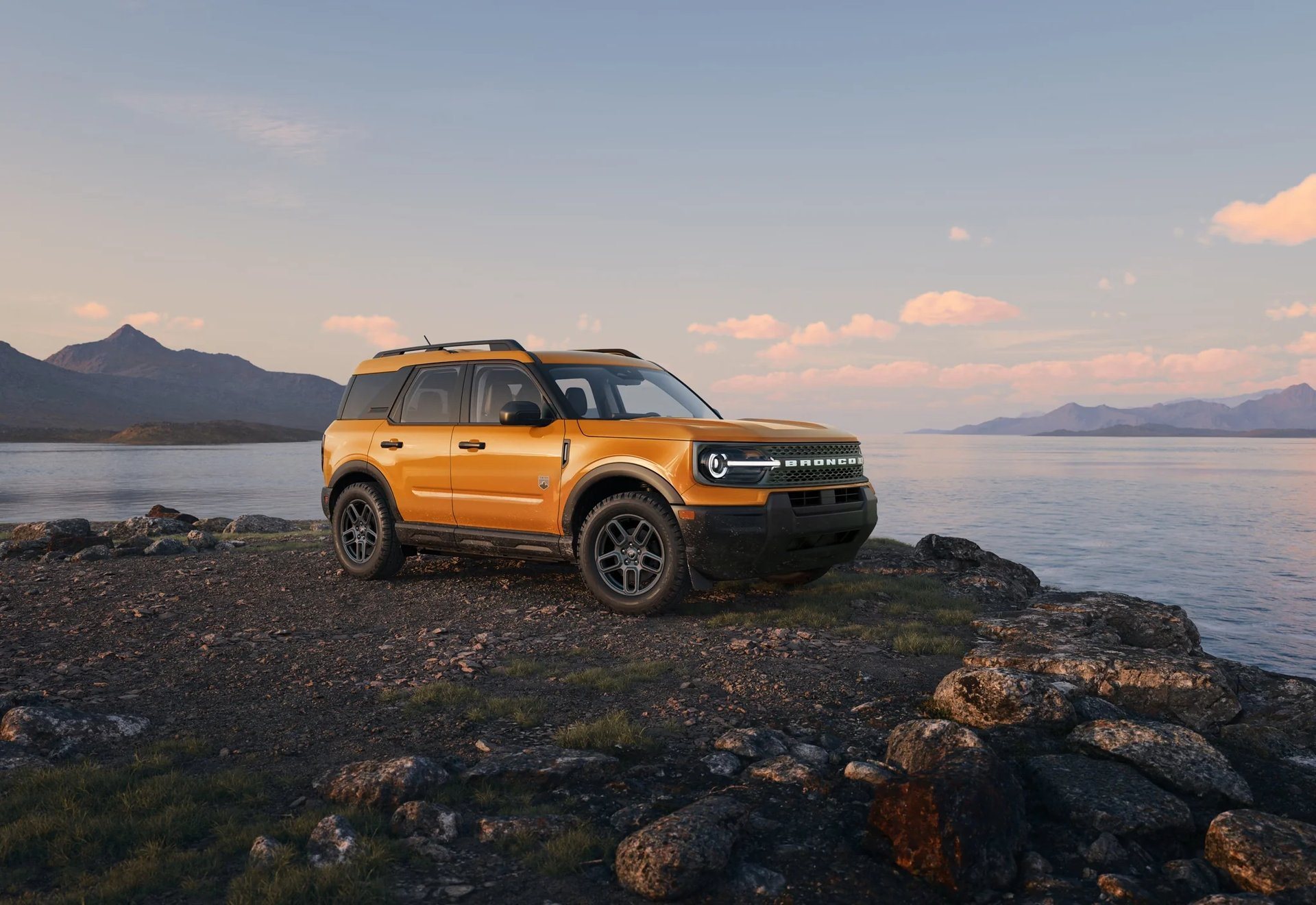 2026 Ford Bronco Sport parked at a lakeshore, the kind of trip Land Between the Lakes offers Clarksville drivers