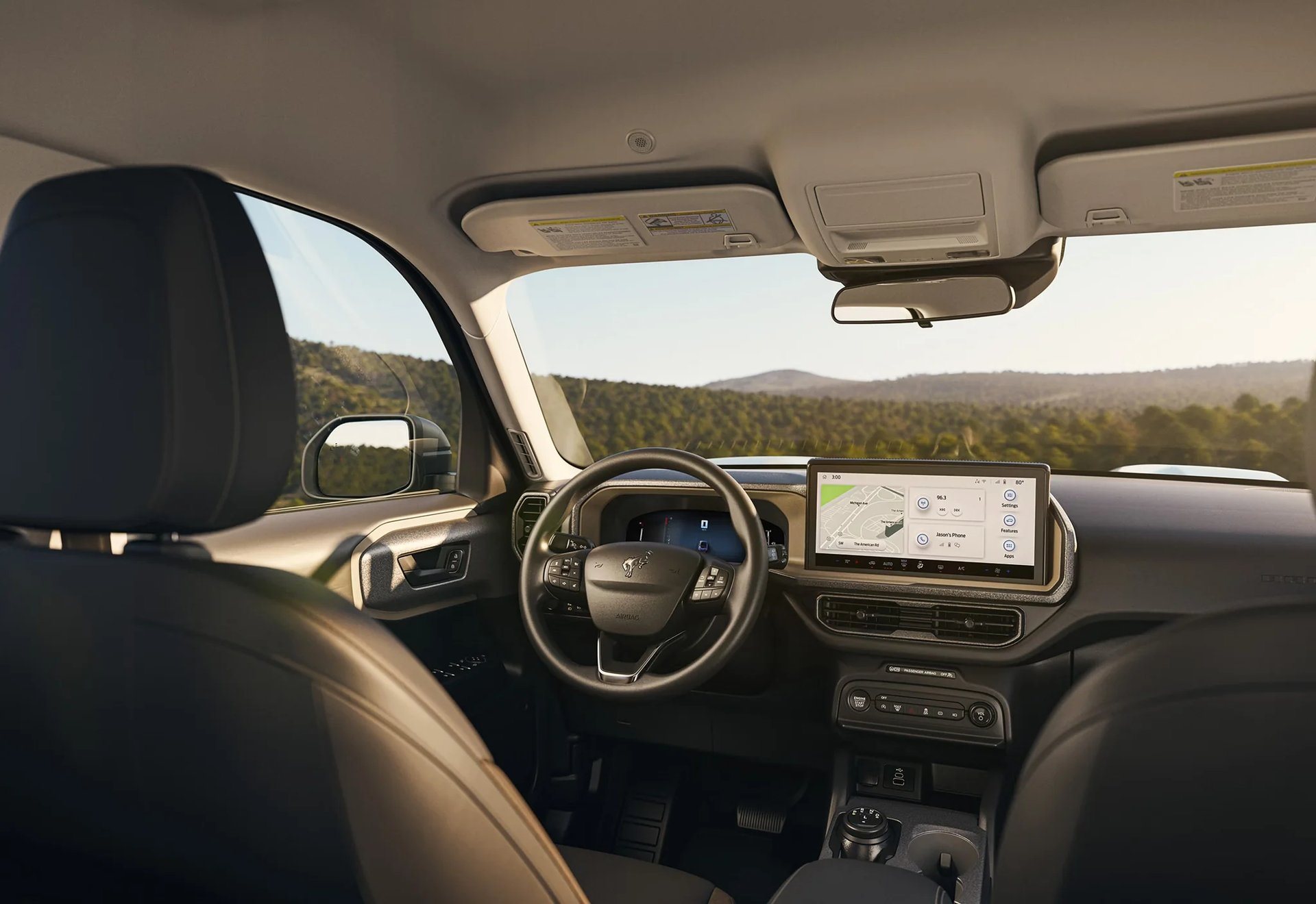 Dashboard of a 2026 Ford Bronco Sport showing the 13.2-inch SYNC 4 touchscreen