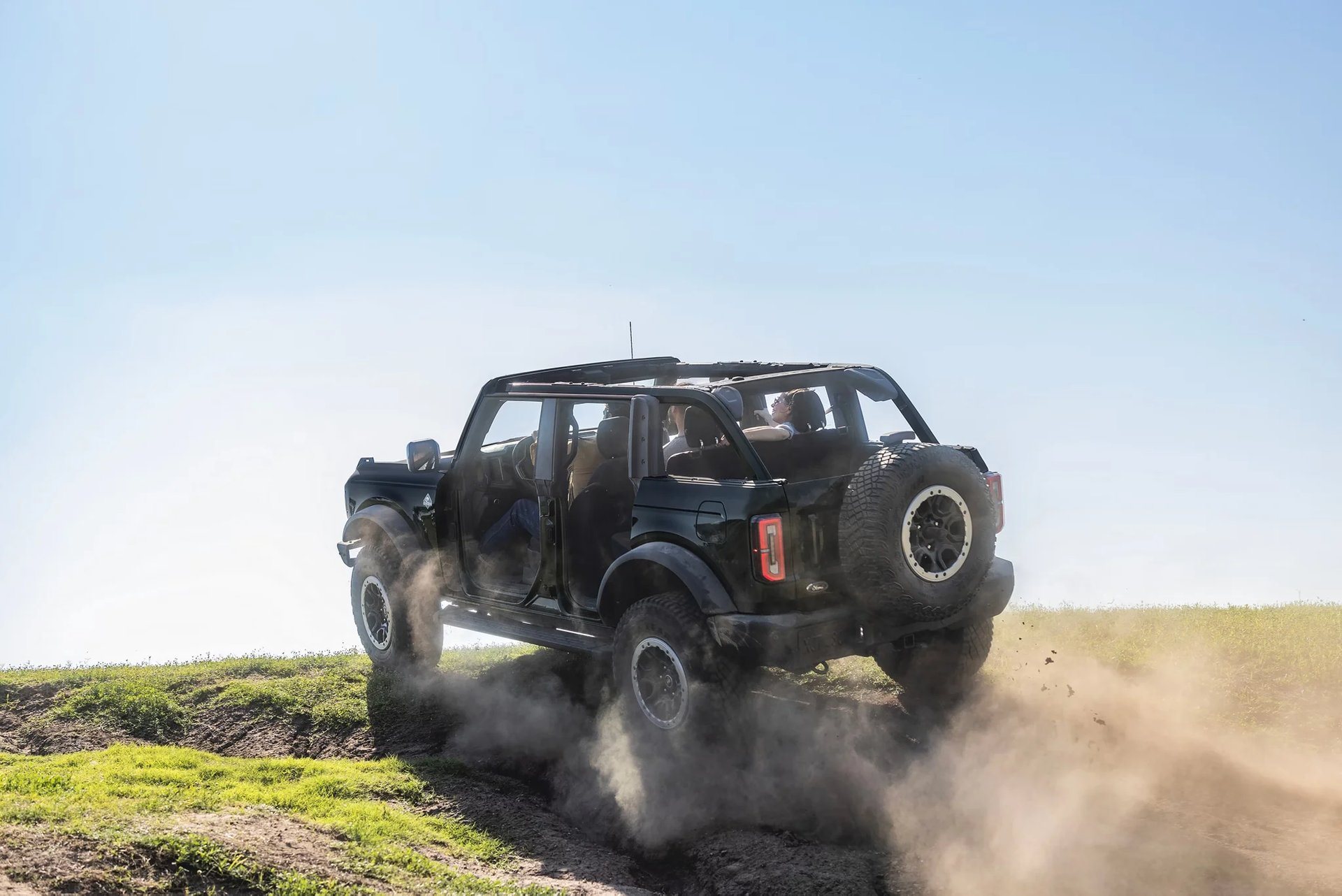 2026 Ford Bronco 4-door driven off-road with the doors removed