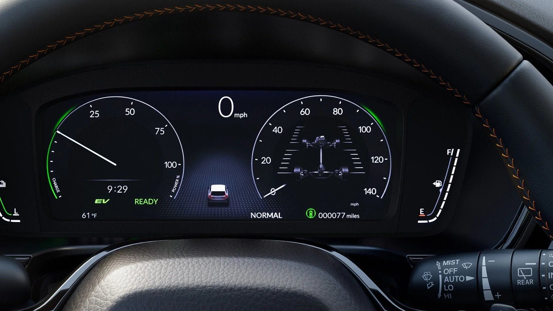 Instrument cluster of a 2026 Honda CR-V Hybrid with its power gauge