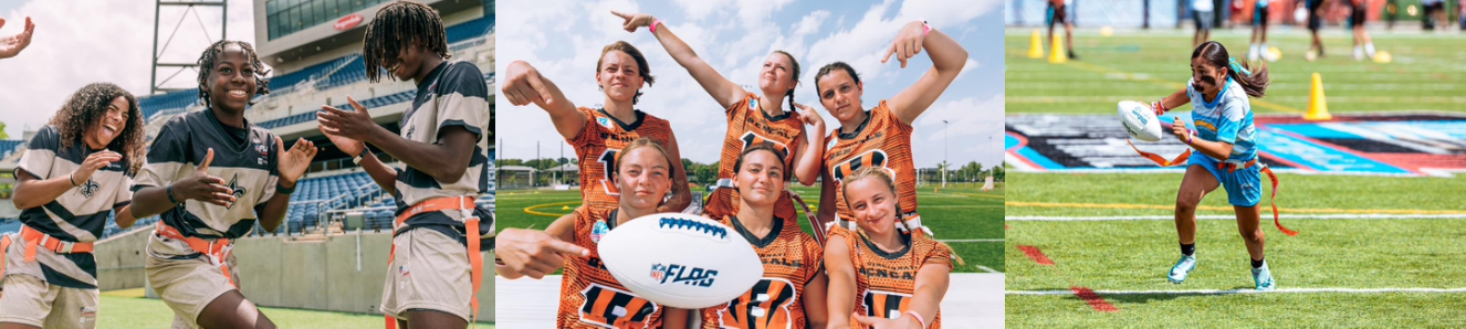Young athletes participating in flag football