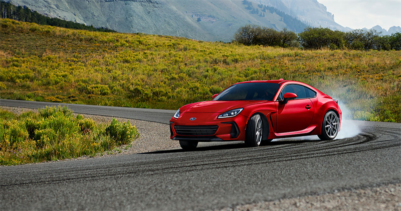 The 2027 Subaru BRZ drifting through a corner