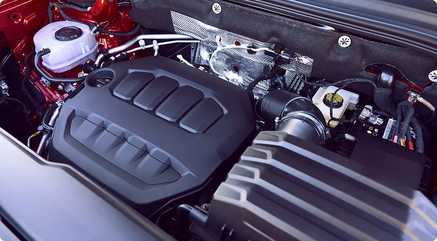 Turbocharged 2.0L TSI engine under the hood of the Volkswagen Atlas