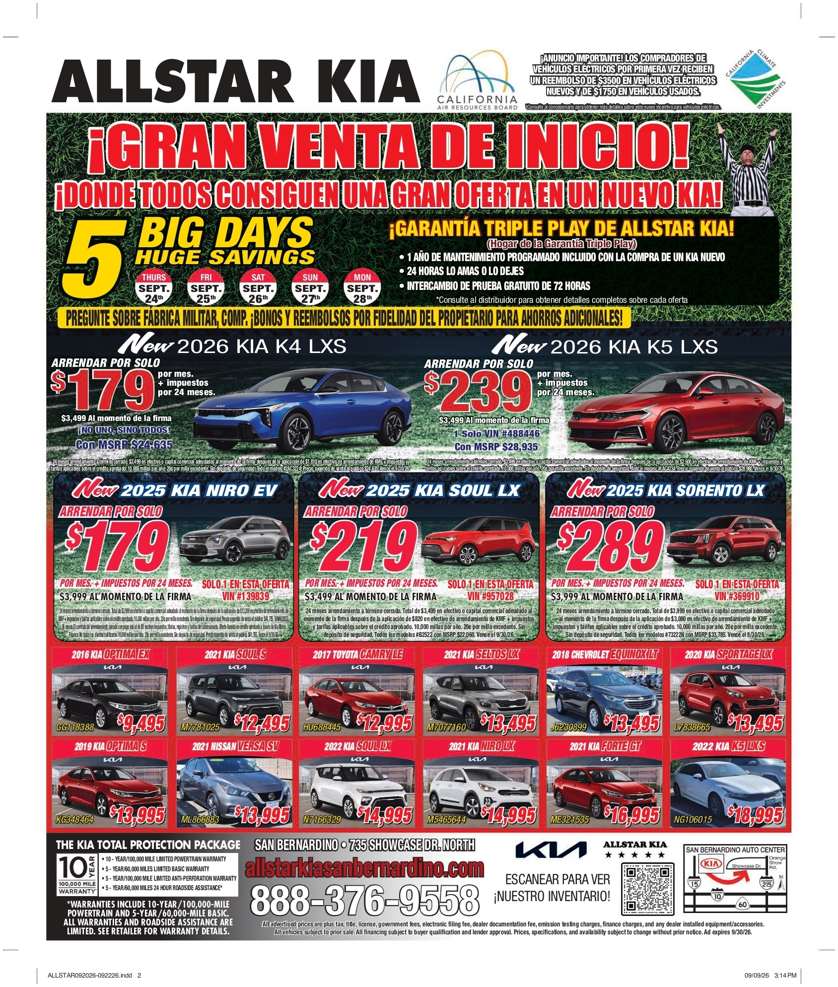 AllStar Kia Labor Day Sell-A-Thon - Spanish