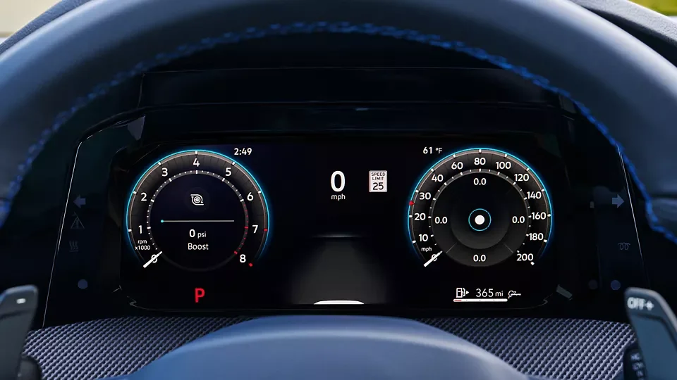 Volkswagen Digital Cockpit Pro gauges in the Golf R