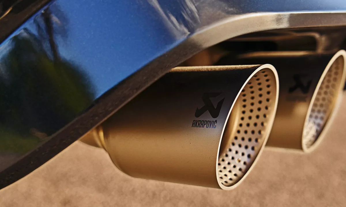 Close-up of the Golf R titanium exhaust tips