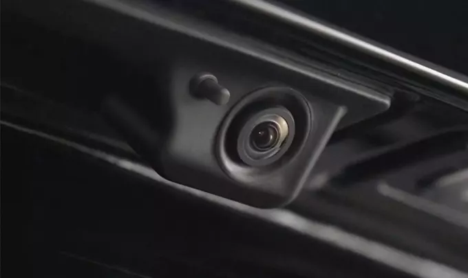 Close-up of the rear view camera on the ID. Buzz