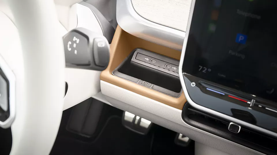 Qi wireless charging pad in the ID. Buzz dashboard
