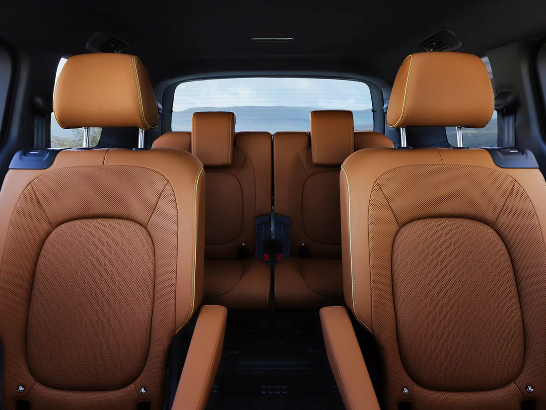 Cognac leather seats in the spacious ID. Buzz cabin