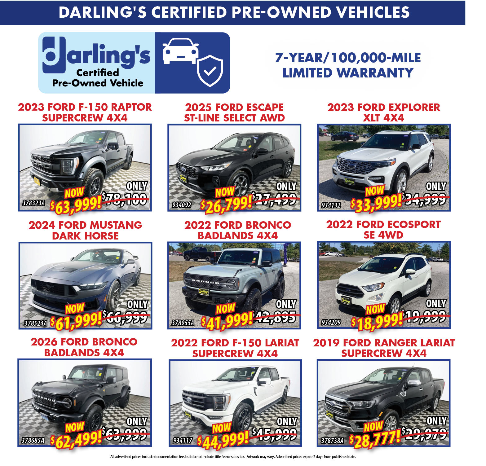 Darling's Bangor Ford current specials