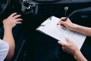 Insurance claim form on a clipboard