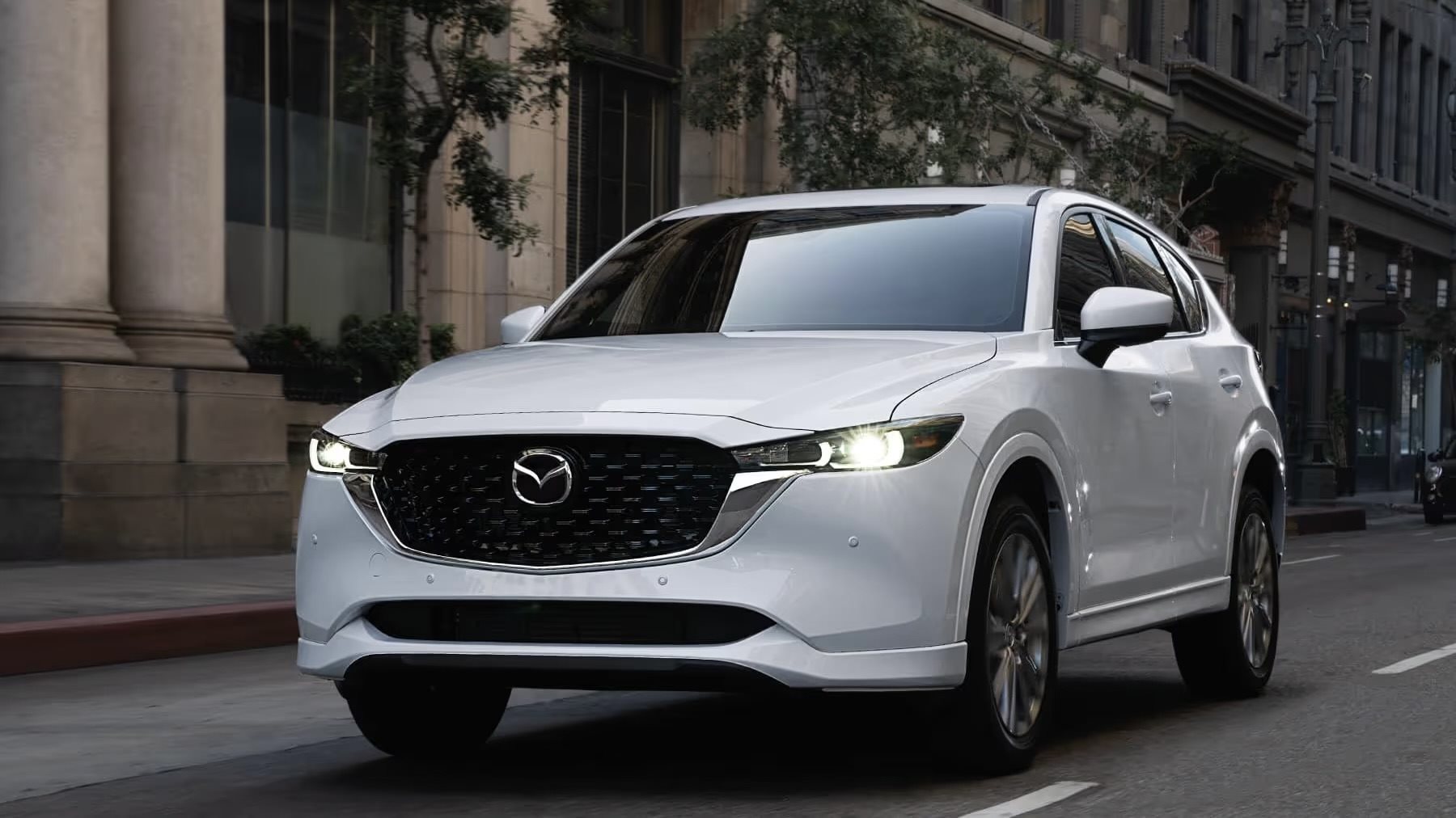 A second-generation Mazda CX-5 photographed from the front three-quarter angle in daylight.