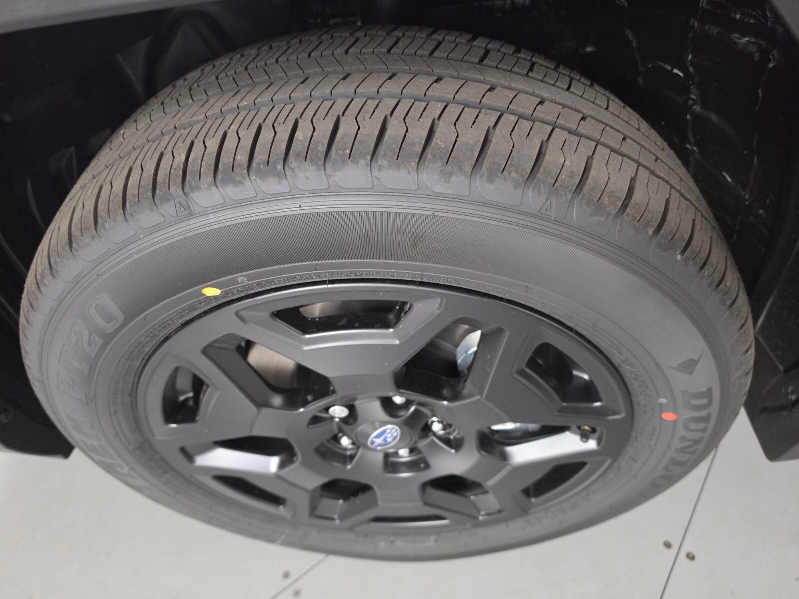 Close-up of an Outback alloy wheel and tyre