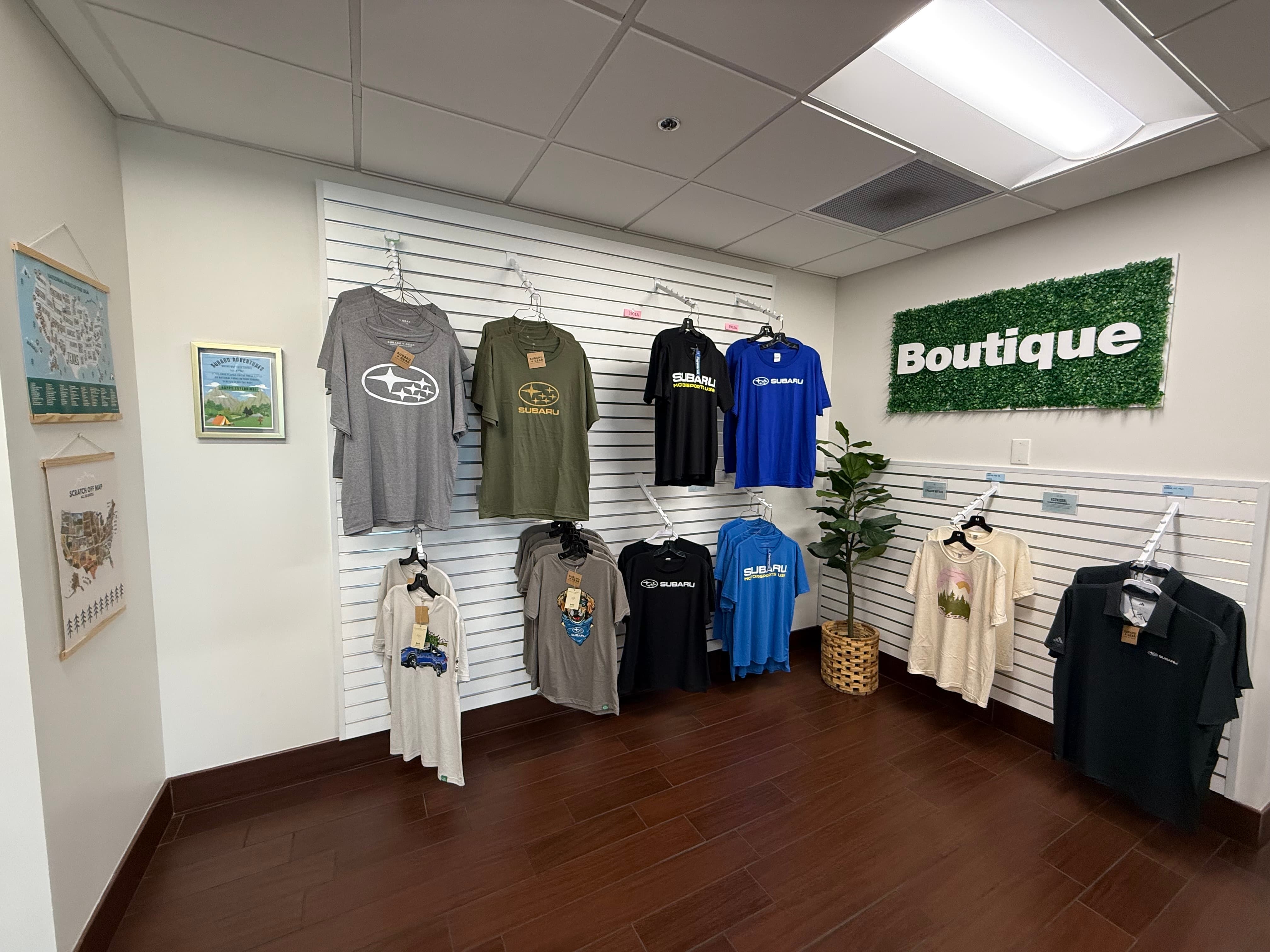 Subaru of Gwinnett Subaru boutique apparel wall