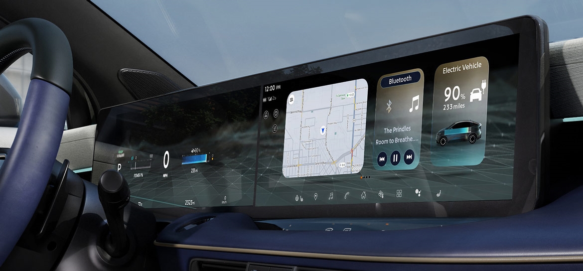 2026 Nissan LEAF dashboard with digital instrument and infotainment displays.