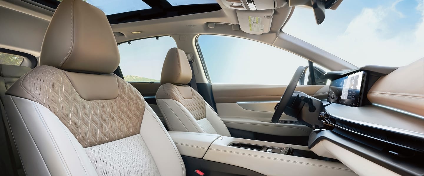 2027 Nissan Murano light-colored front seats and center console.