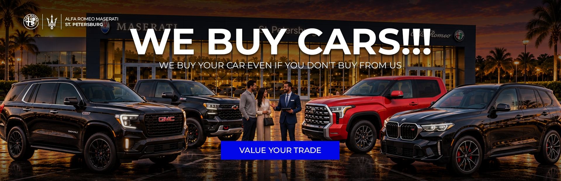 We buy cars and vehicle trade-in promotion at Alfa Romeo Maserati St. Petersburg