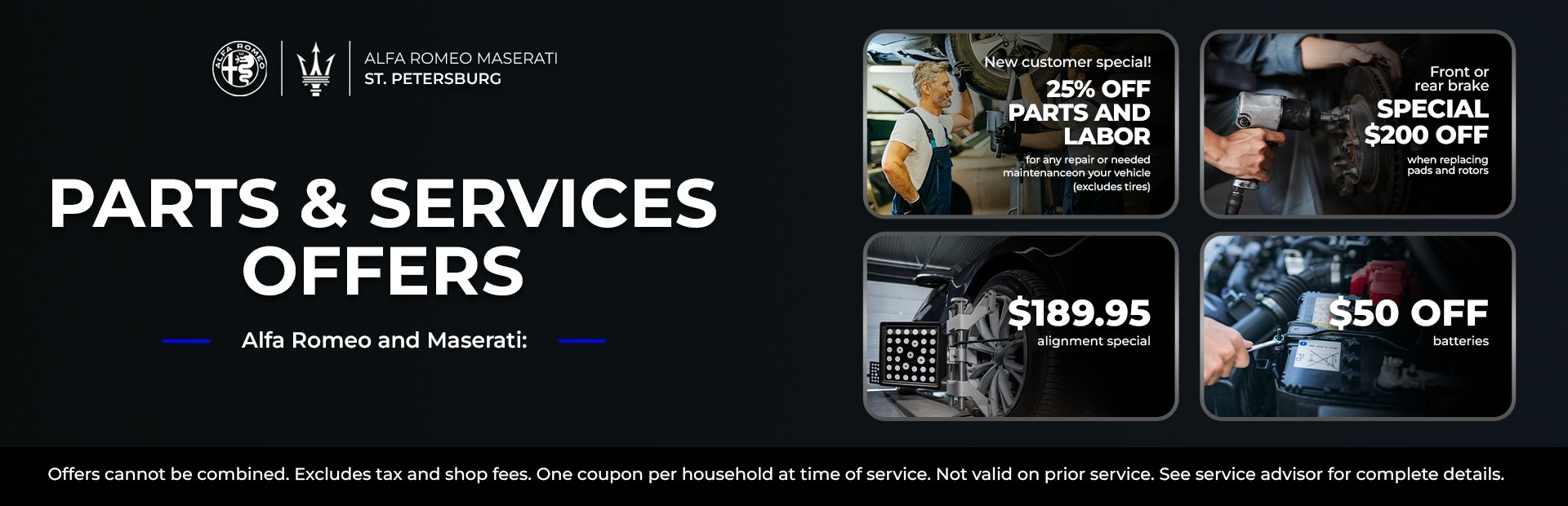 Alfa Romeo and Maserati parts and service offers in St. Petersburg, Florida
