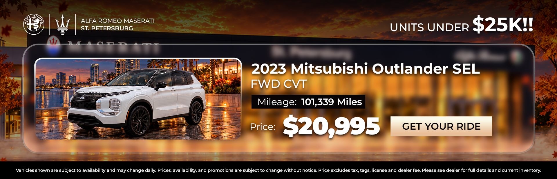 2023 Mitsubishi Outlander SEL under $25,000 at Alfa Romeo Maserati St. Petersburg