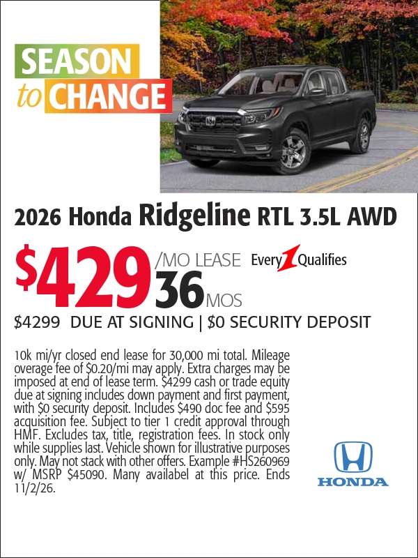 Honda Ridgeline Specials