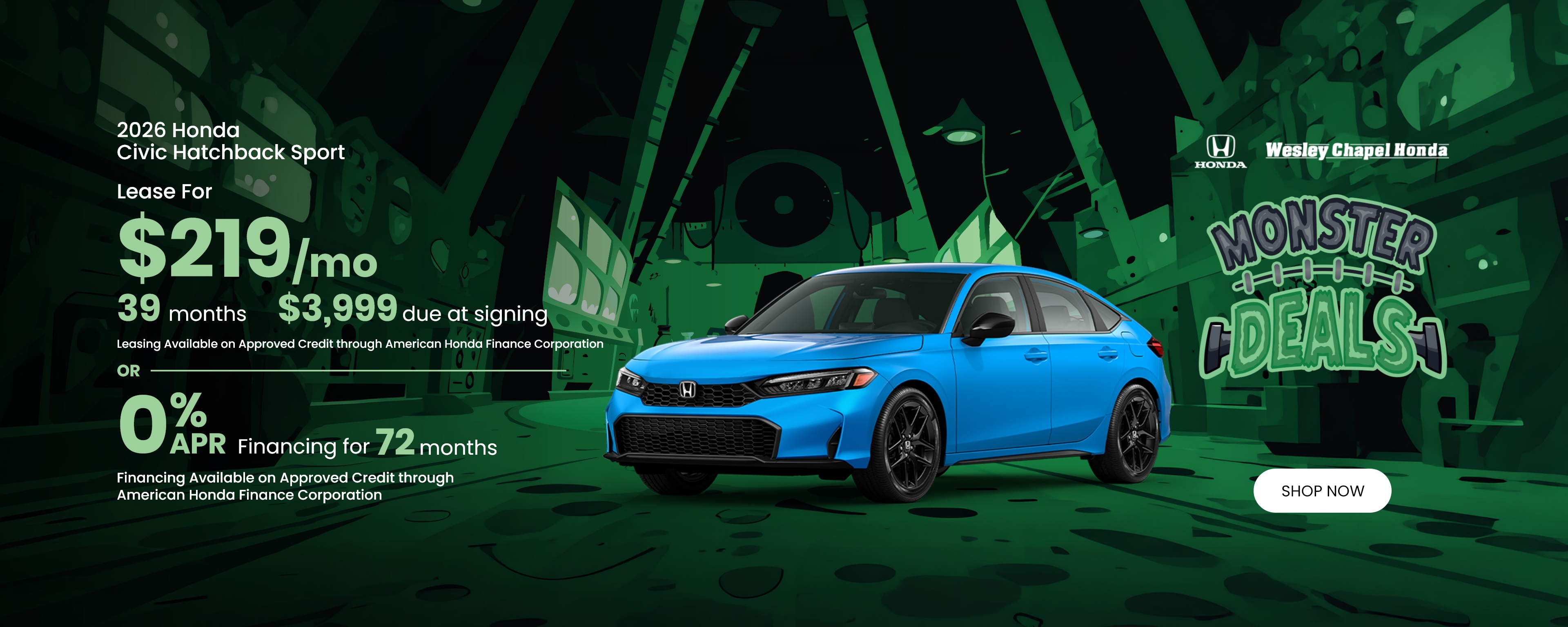 Lease a New 2026 Honda Civic Hatchback Sport