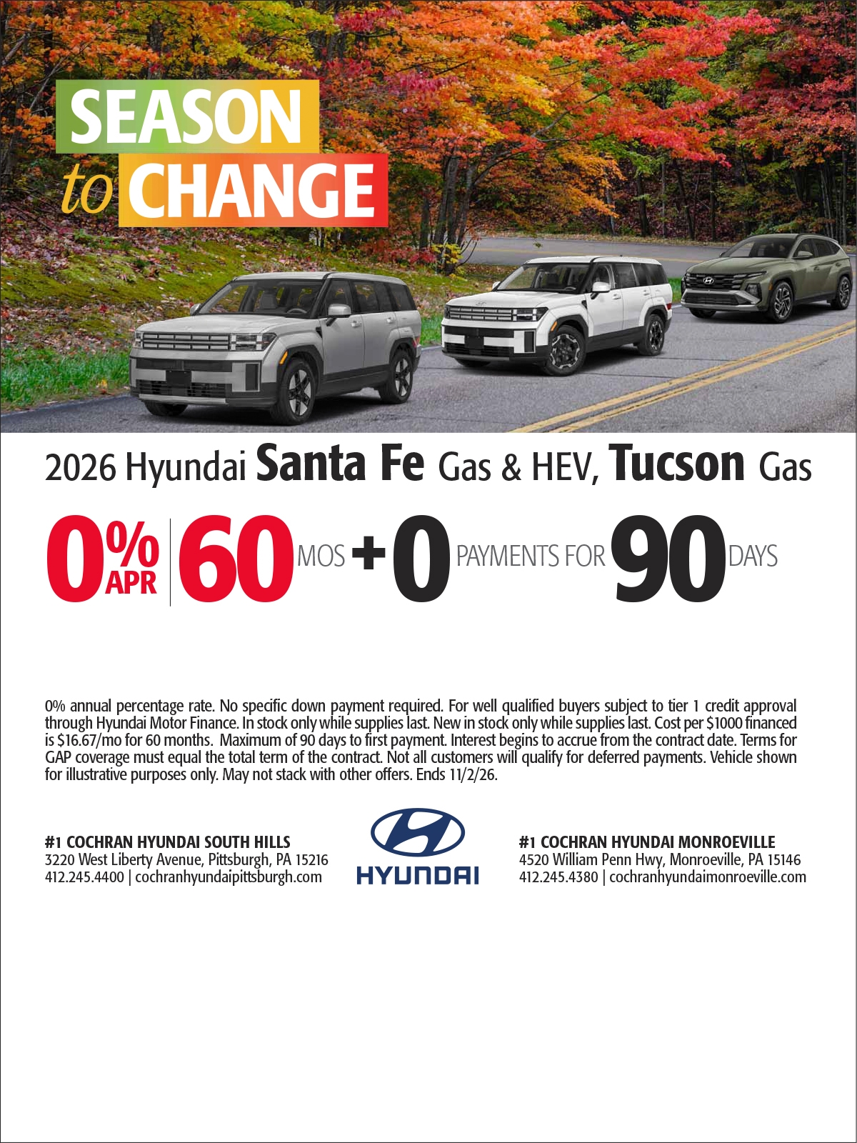 Hyundai Santa Fe and Tucson Specials