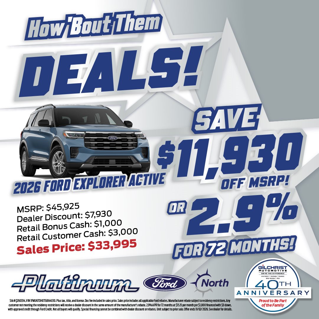 2026 Ford Explorer Active, save $11,930 off MSRP at Platinum Ford North
