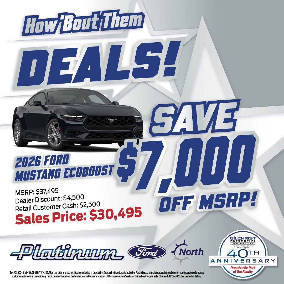 2026 Ford Mustang EcoBoost, save $7,000 off MSRP at Platinum Ford North