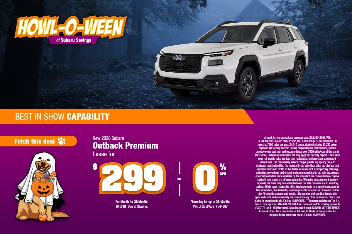 New 2026 Subaru Outback Premium Lease For $299 Per Month For 36 Months
