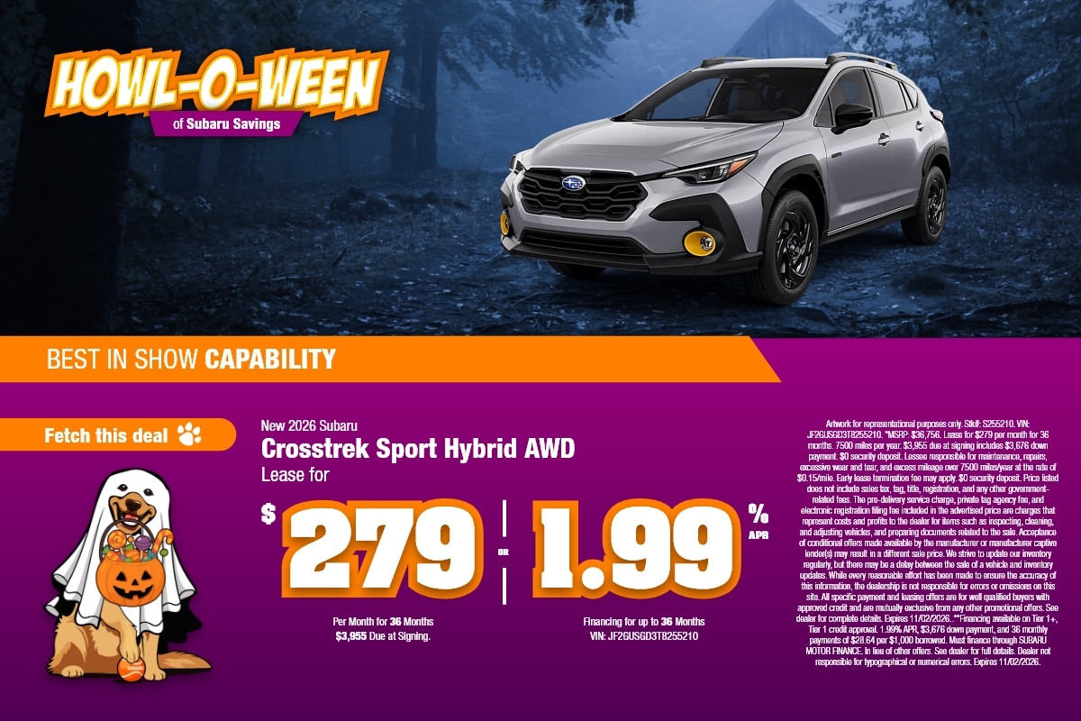 New 2026 Subaru Crosstrek Sport Hybrid Lease For $279 Per Month For 36 Months