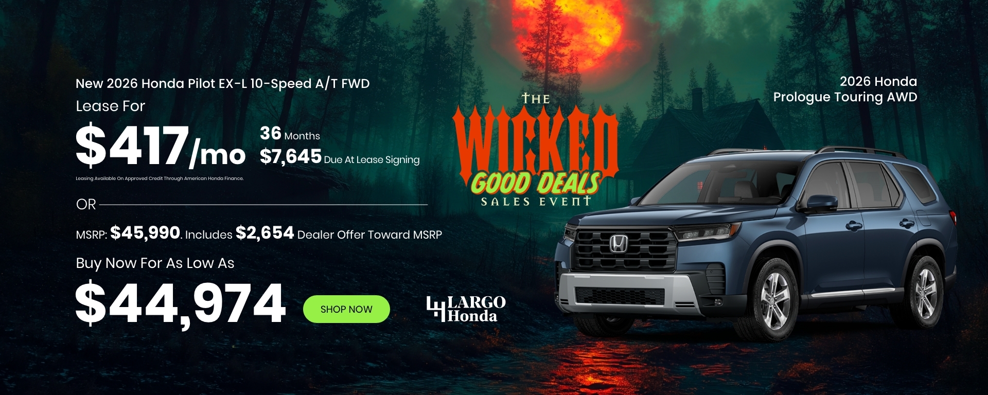 Lease a New 2026 Honda Pilot EX-L 10-Speed A/T