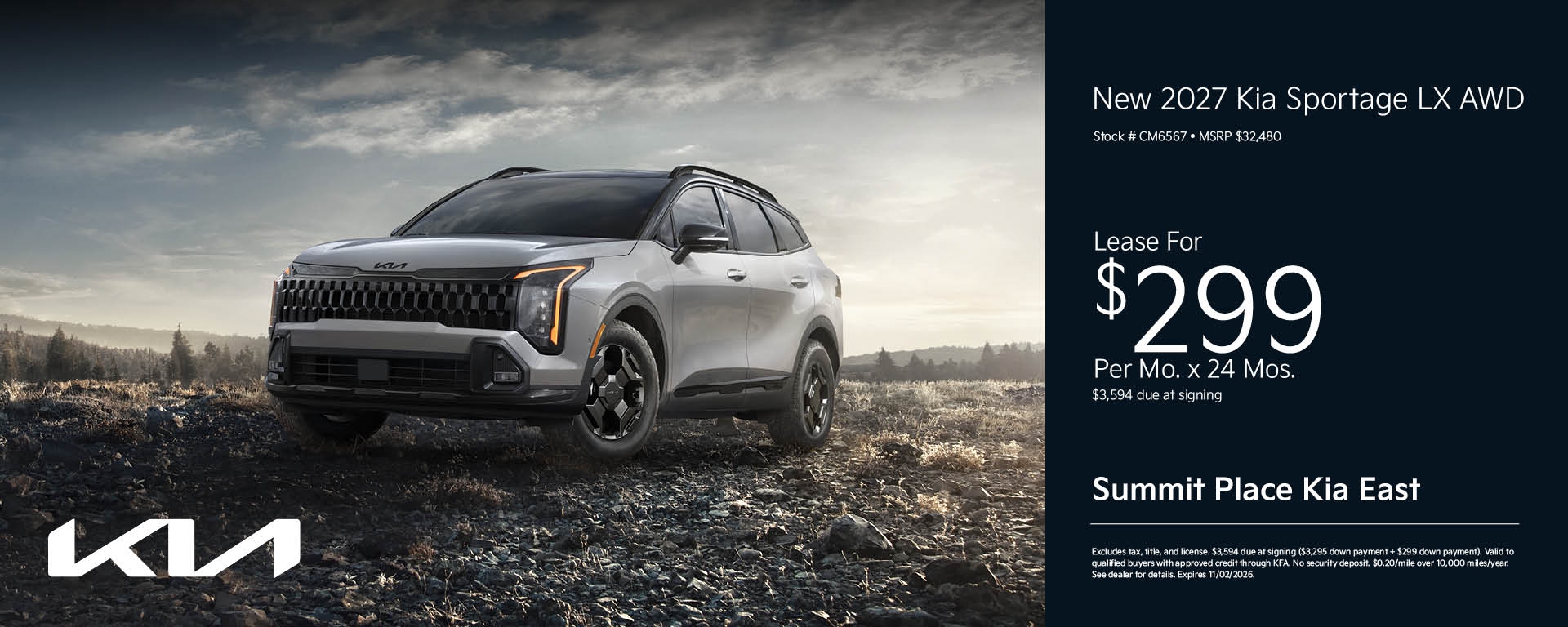 New 2026 Kia Sportage Lease for $299
