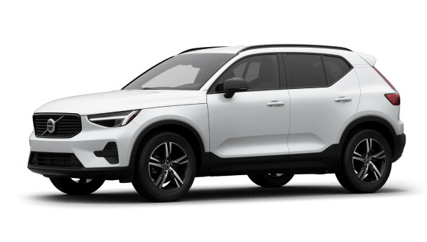White Volvo XC40 shown from a front three-quarter angle.