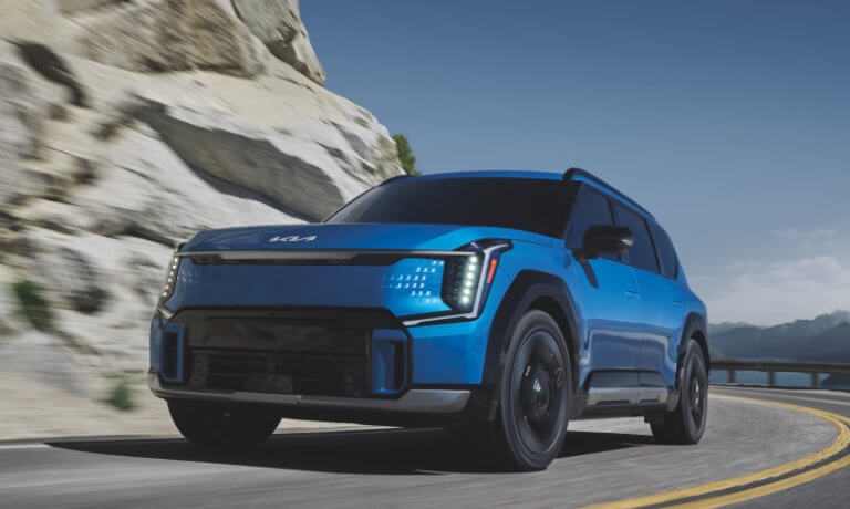 2024 Kia EV9 on mountain curve
